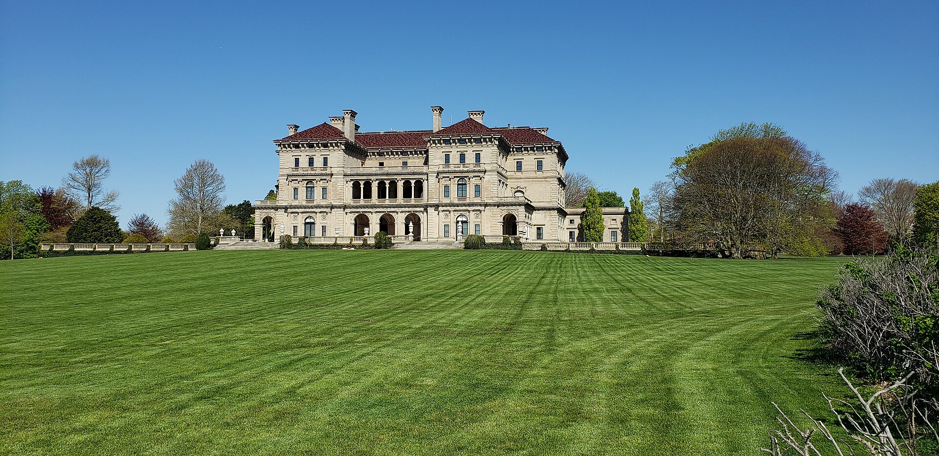 The Breakers mansion viewed from the Cliff Walk, Newport, Rhode Island